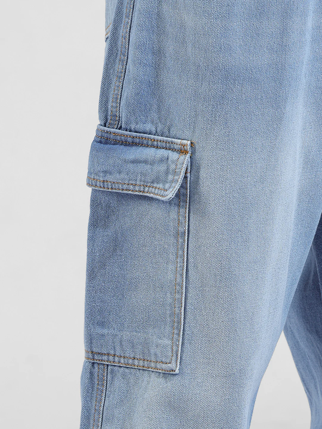 Men's Blue Baggy Fit Solid Street Wear Jeans - Image 7