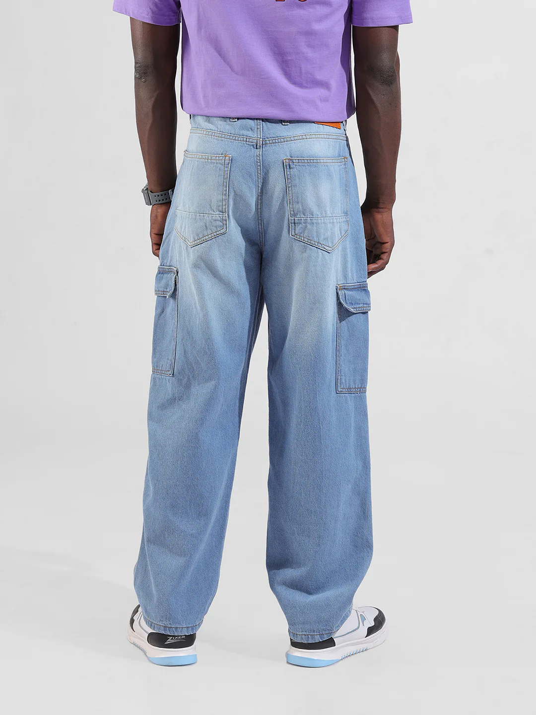 Men's Blue Baggy Fit Solid Street Wear Jeans - Image 8