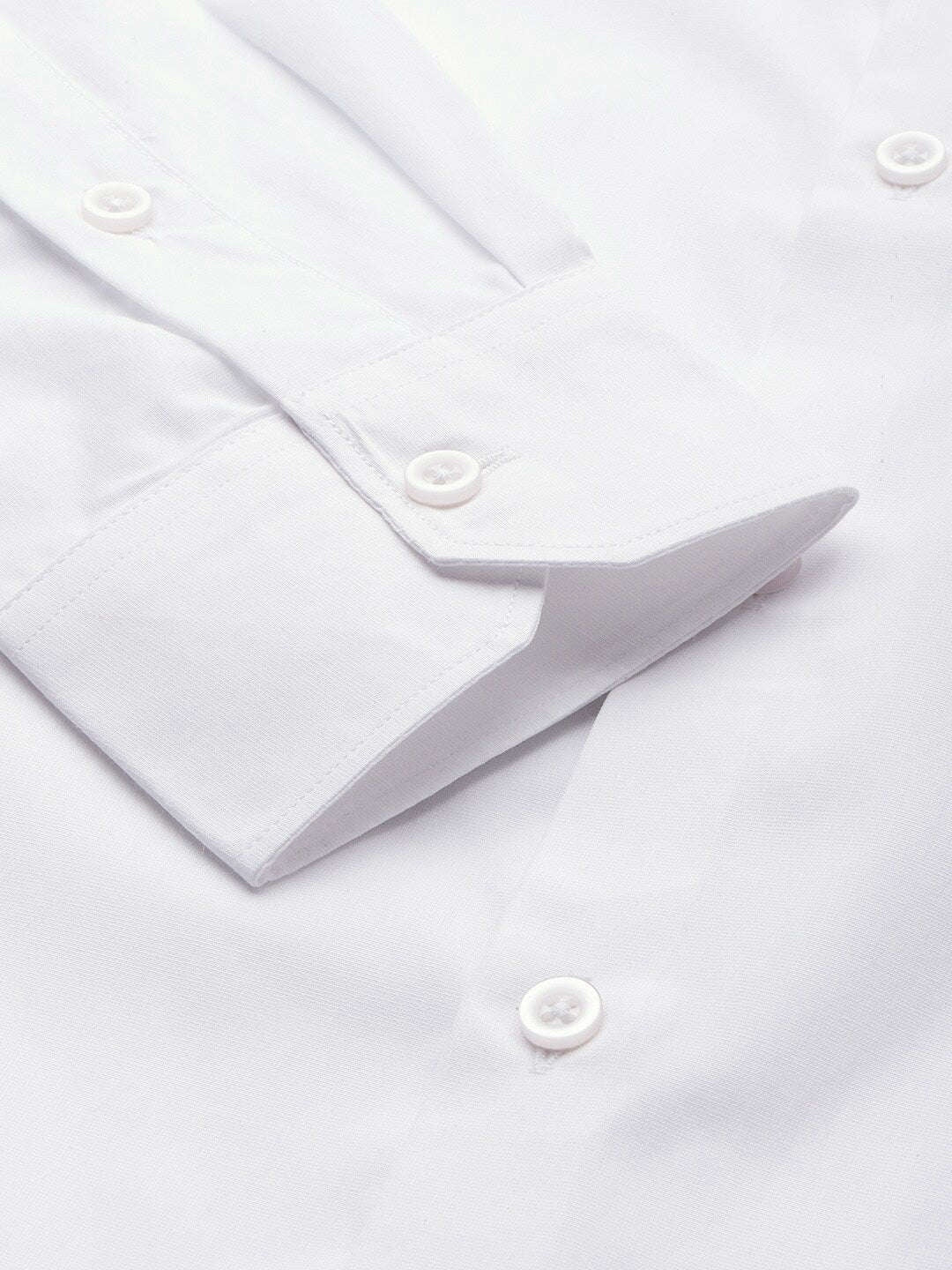 Men's White Slim Fit Solid Formal Shirt - Image 4
