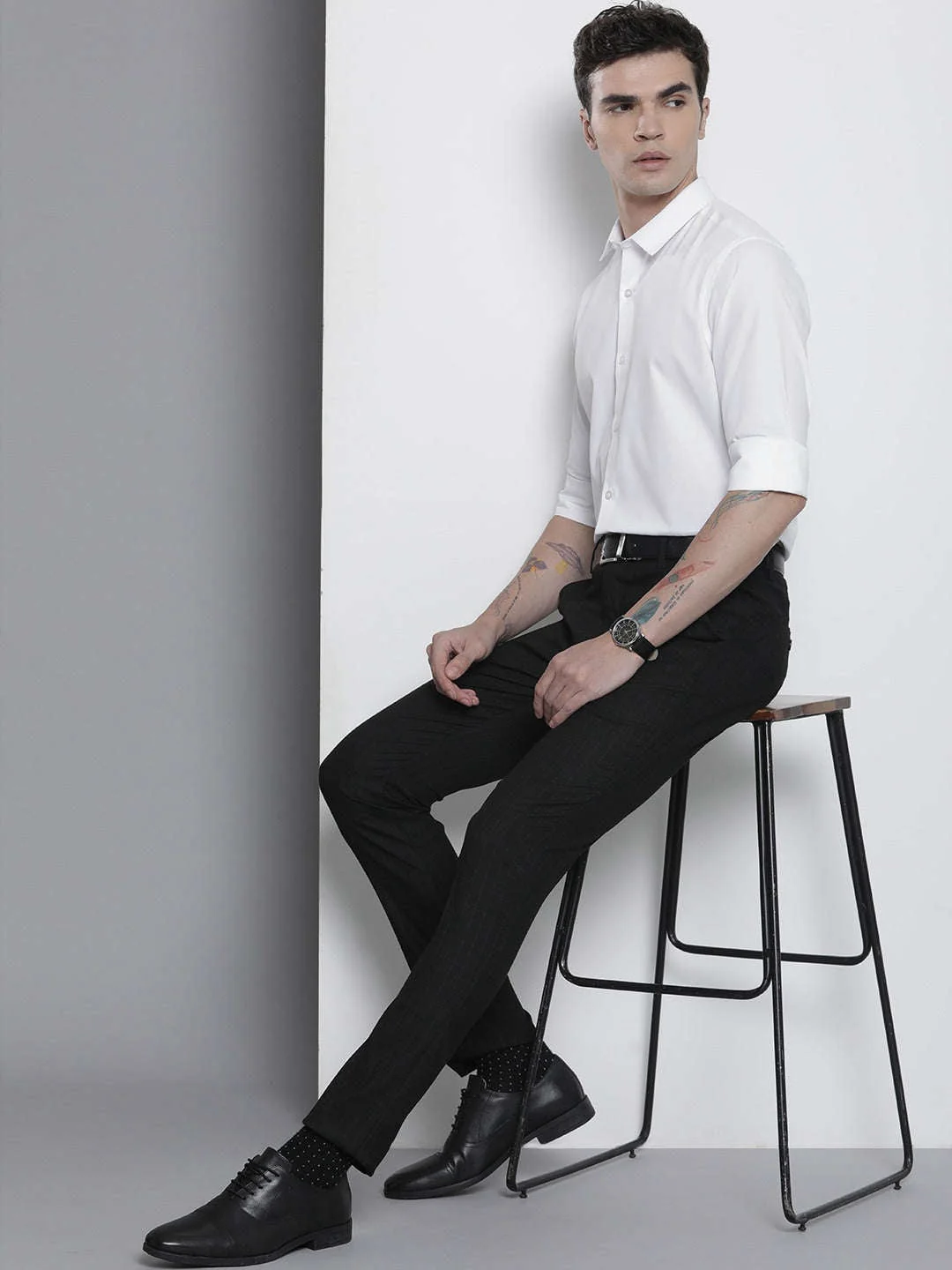 Men's White Slim Fit Solid Formal Shirt - Image 7