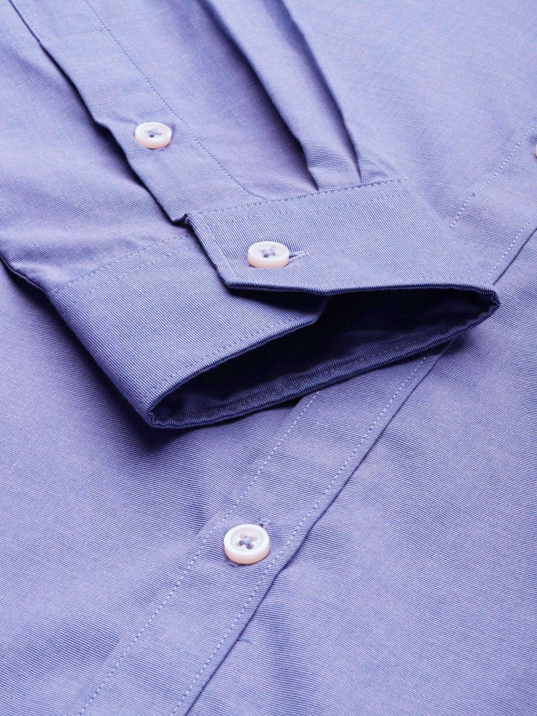 Men's Blue Slim Fit Solid Formal Shirt - Image 4