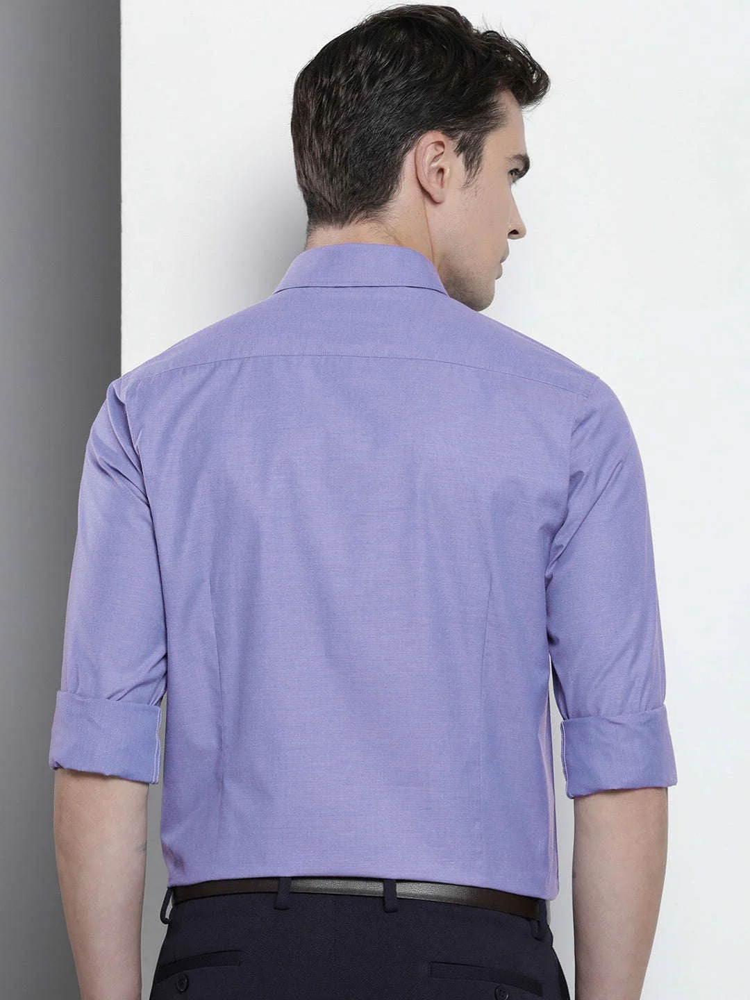 Men's Blue Slim Fit Solid Formal Shirt - Image 7
