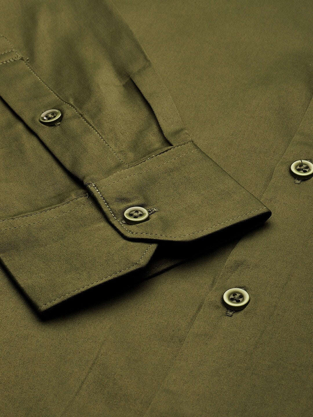 Men's Olive Slim Fit Solid Formal Shirt - Image 4
