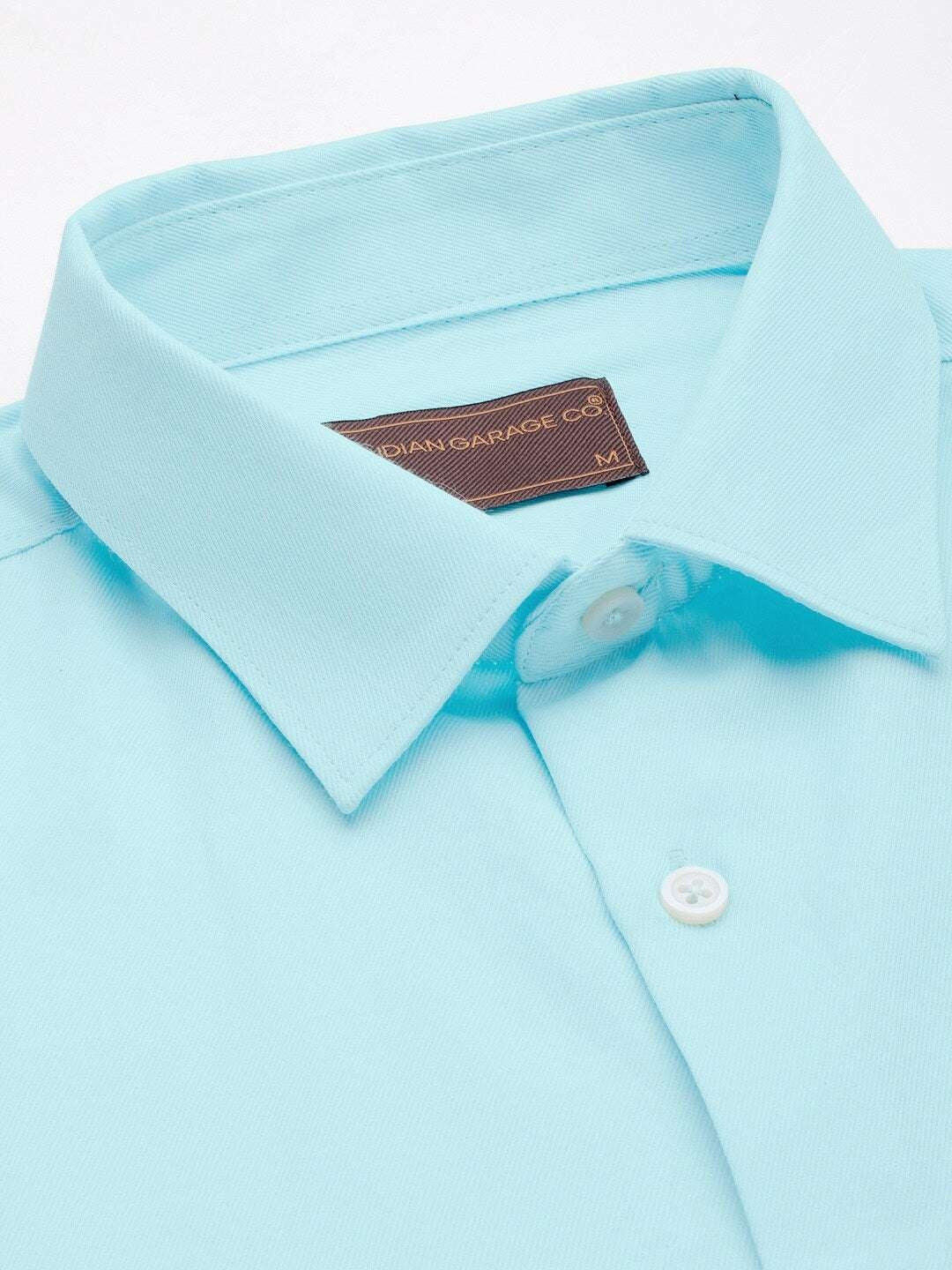 Men's Blue Slim Fit Solid Formal Shirt - Image 3