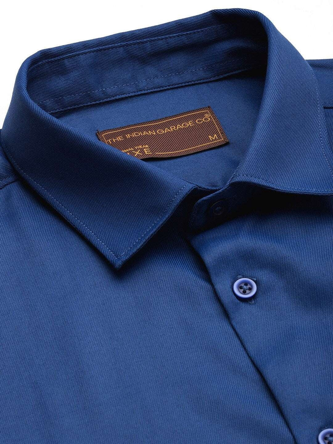 Men's Blue Slim Fit Solid Formal Shirt - Image 3
