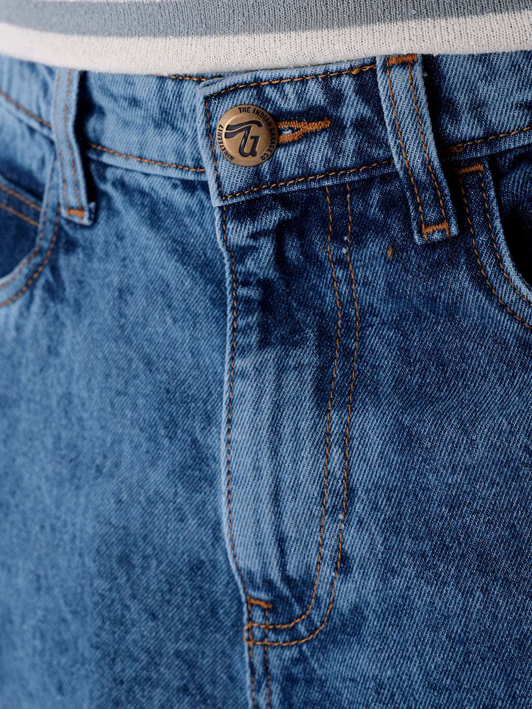 Men's Blue Loose Fit Solid Casual Jeans - Image 5