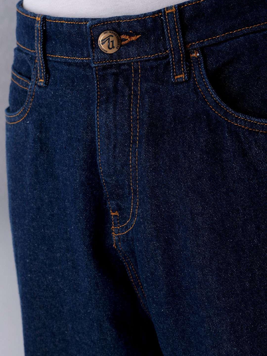 Men's Dark Blue Loose Fit Solid Casual Jeans - Image 5
