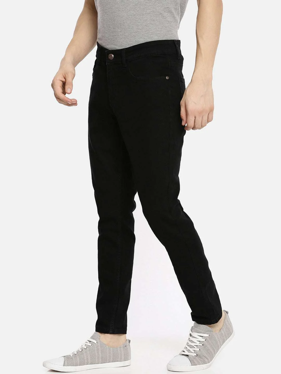 Men's Black Slim Fit Solid Mid-Rise Jeans - Image 2