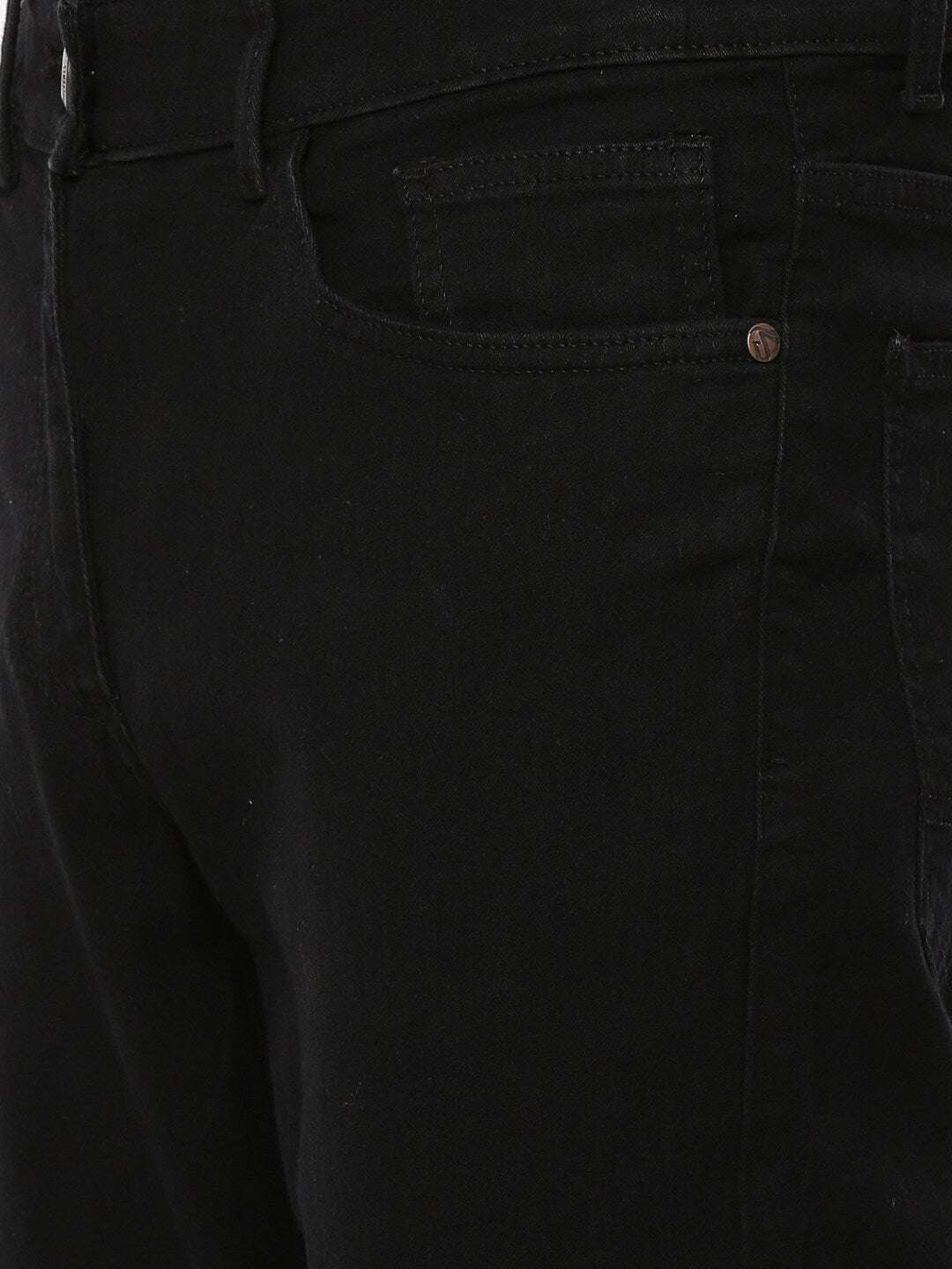 Men's Black Slim Fit Solid Mid-Rise Jeans - Image 5