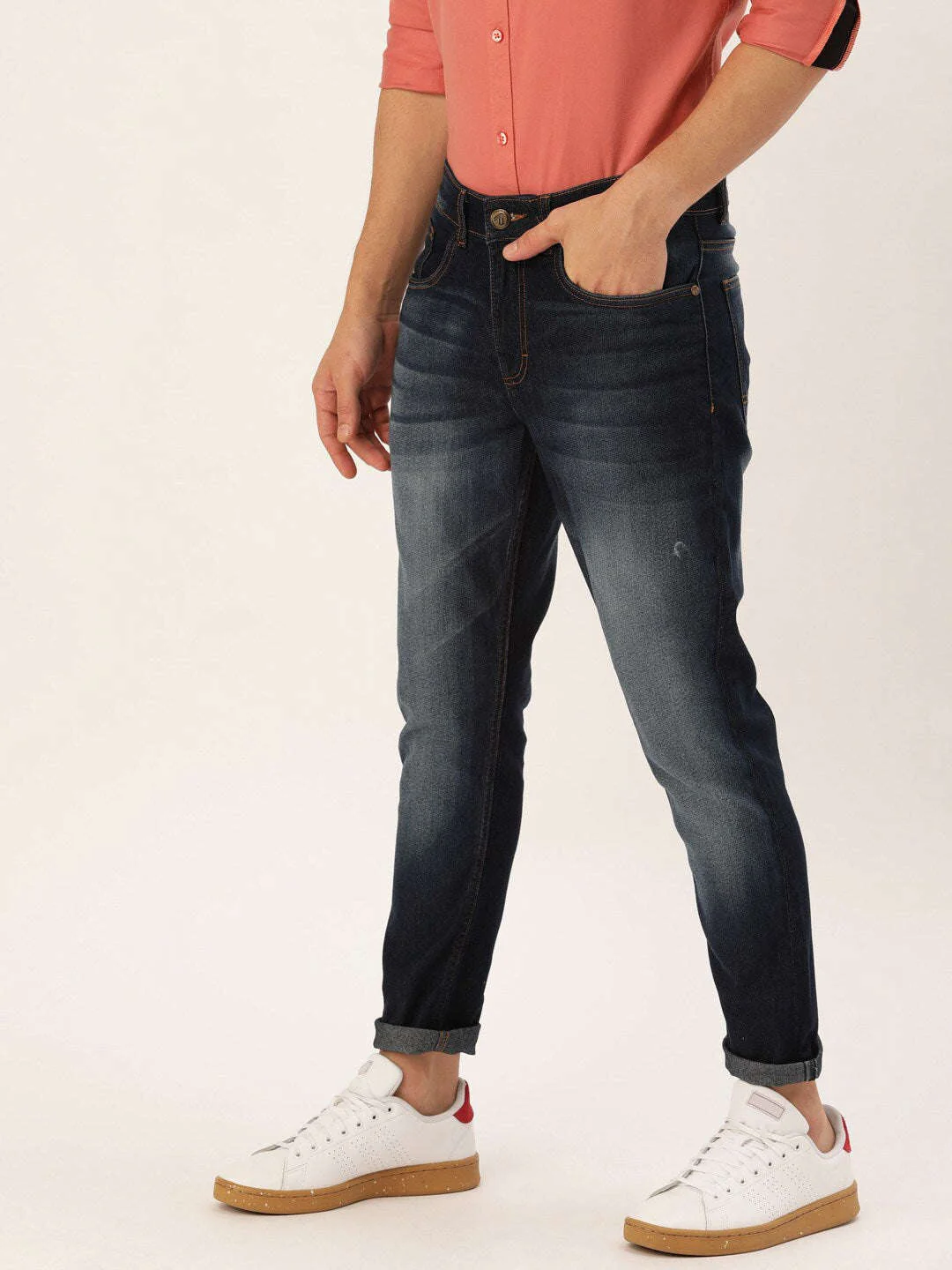 Men's Blue Slim Fit Solid Mid-Rise Jeans - Image 2