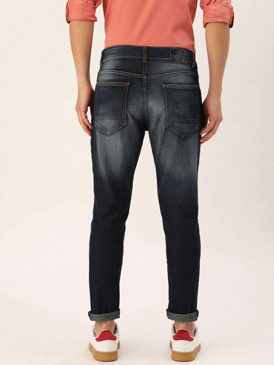 Men's Blue Slim Fit Solid Mid-Rise Jeans - Image 3