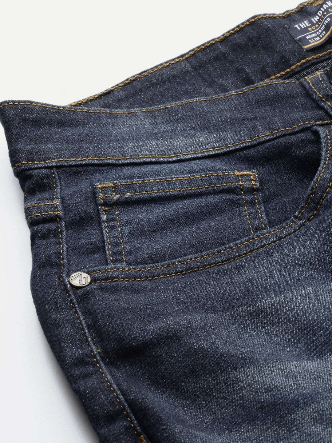 Men's Blue Slim Fit Solid Mid-Rise Jeans - Image 6