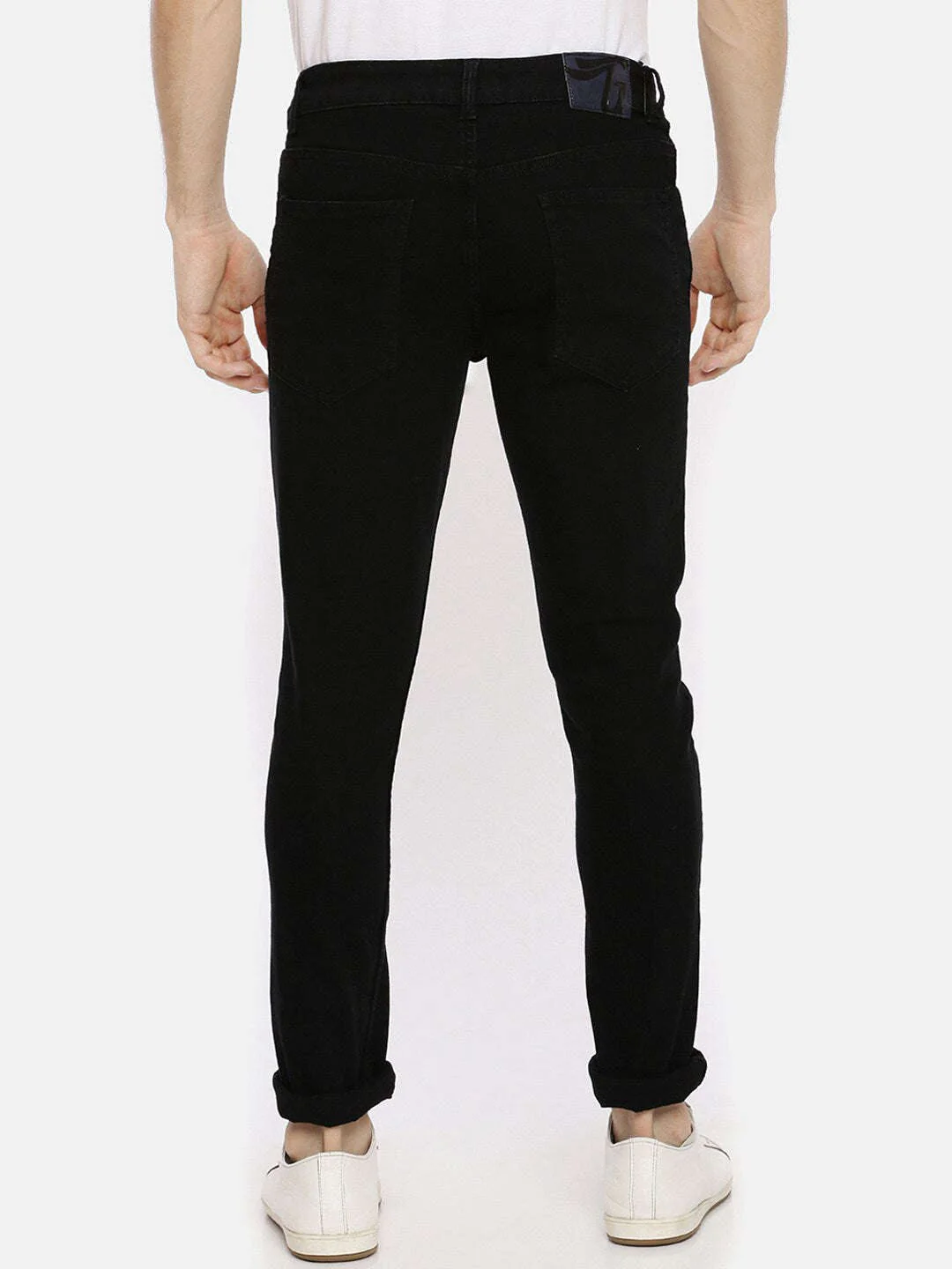 Men's Black Slim Fit Solid Casual Jeans - Image 3