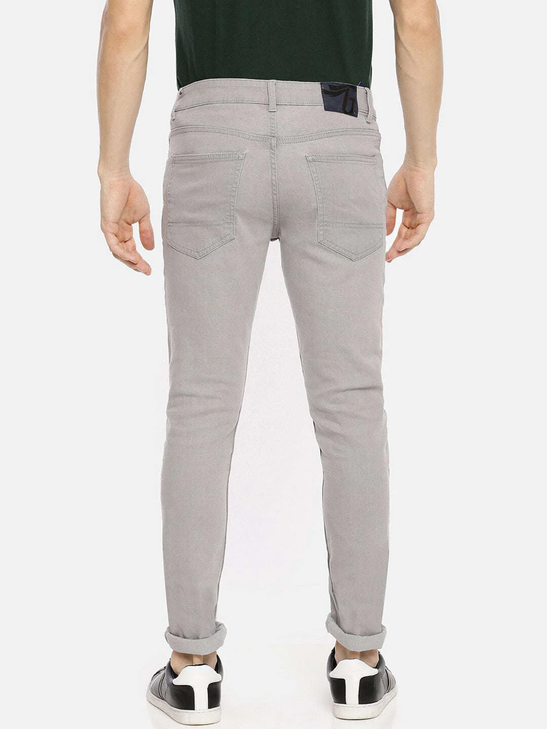 Men's Grey Slim Fit Solid Mid-Rise Jeans - Image 3