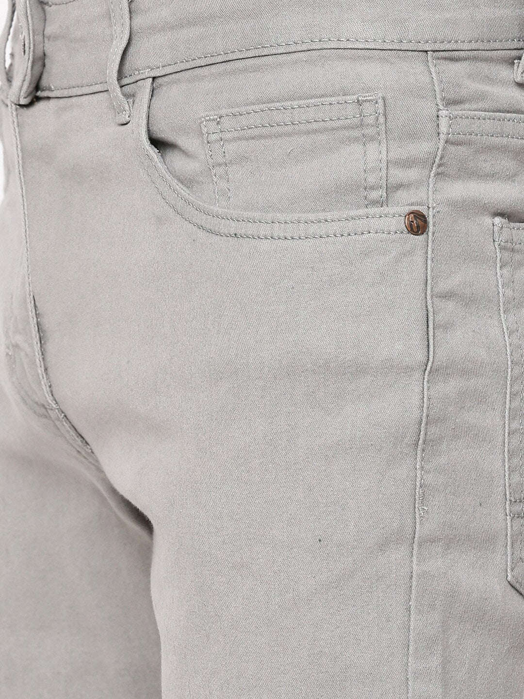 Men's Grey Slim Fit Solid Mid-Rise Jeans - Image 5