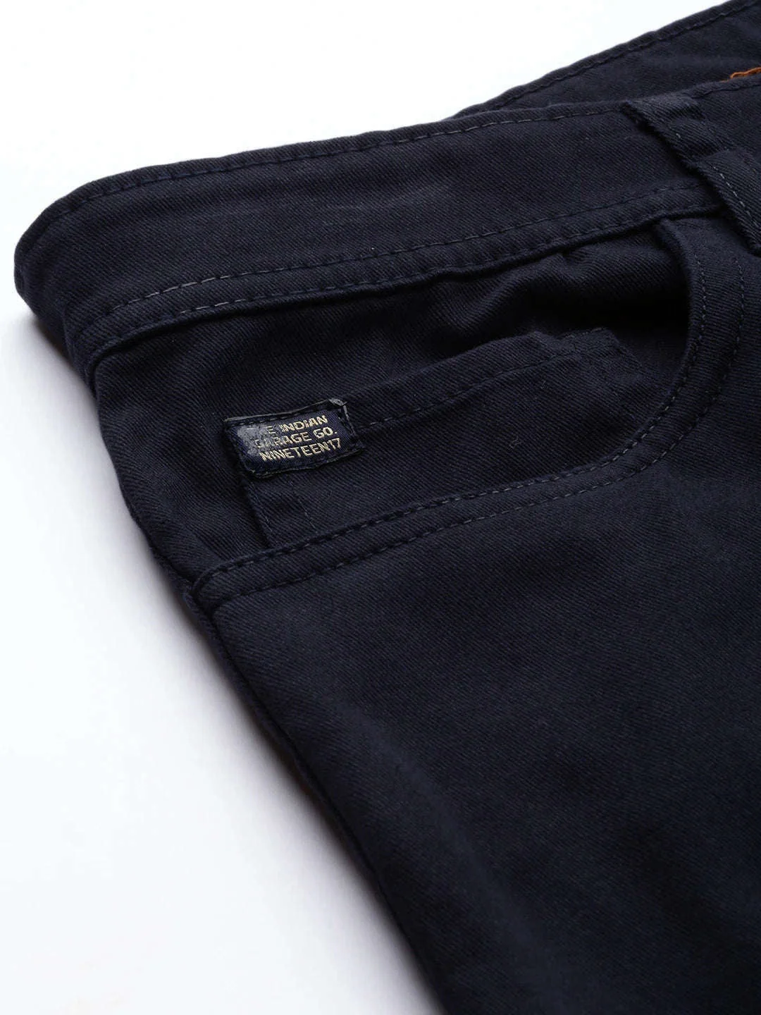 Men's Navy Blue Slim Fit Solid Casual Chinos - Image 7