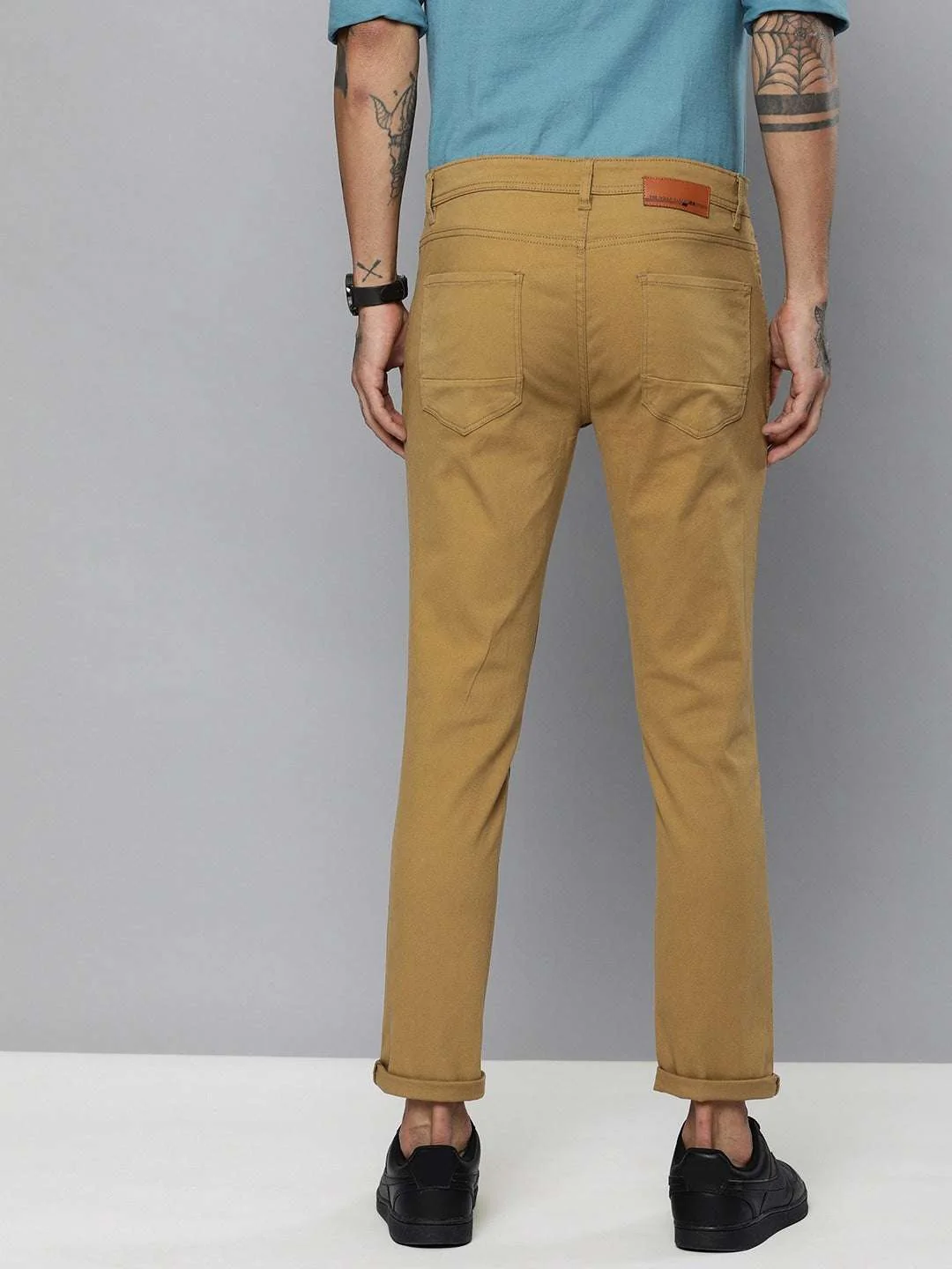 Men's Khaki Slim Fit Solid Casual Chinos - Image 4
