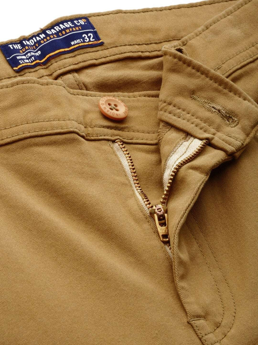 Men's Khaki Slim Fit Solid Casual Chinos - Image 5
