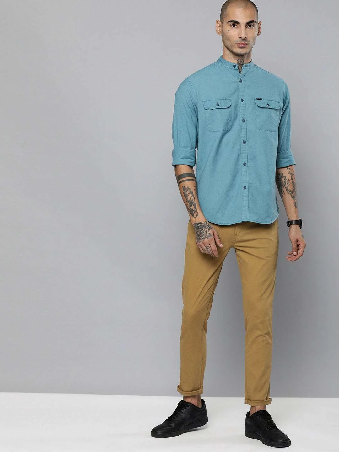 Men's Khaki Slim Fit Solid Casual Chinos - Image 6