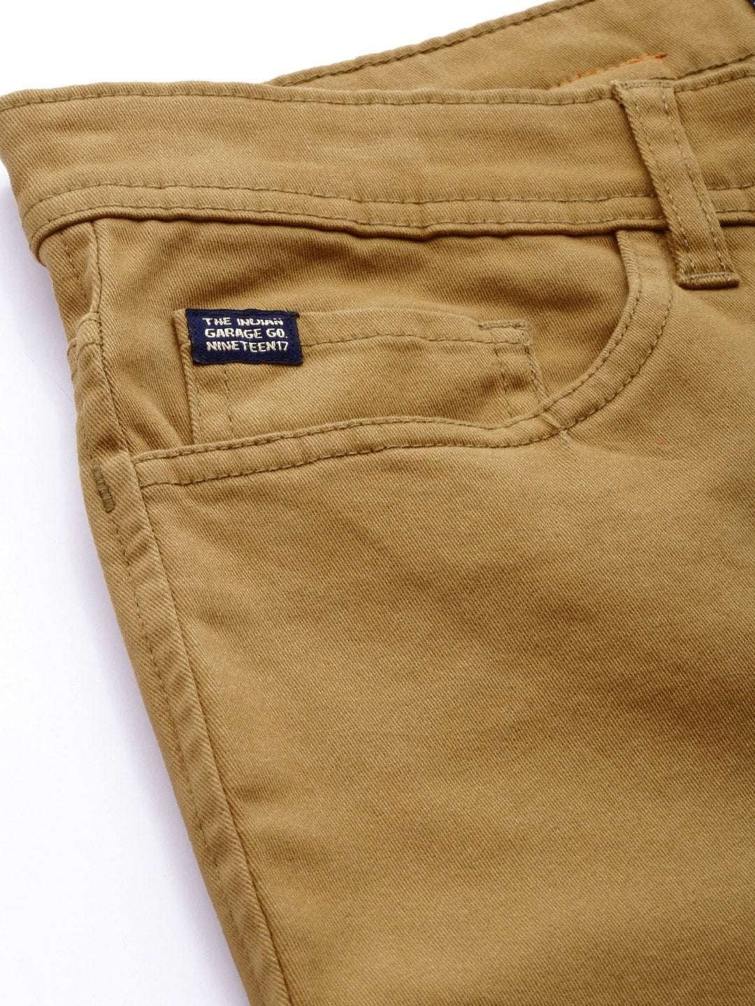 Men's Khaki Slim Fit Solid Casual Chinos - Image 7