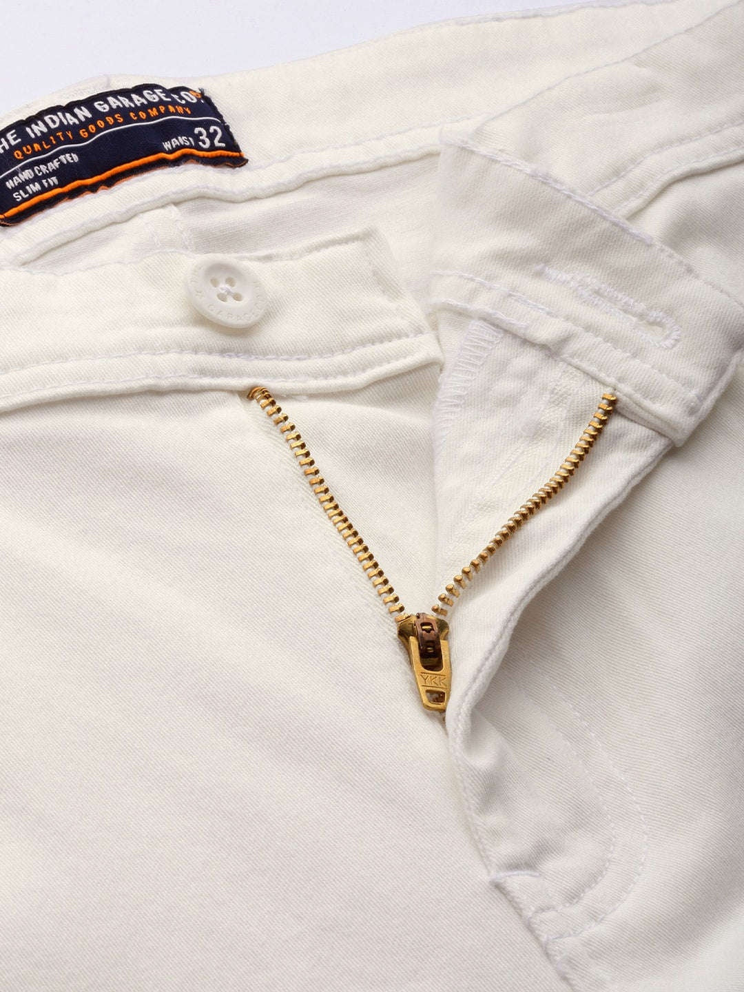 Men's White Slim Fit Solid Casual Chinos - Image 5