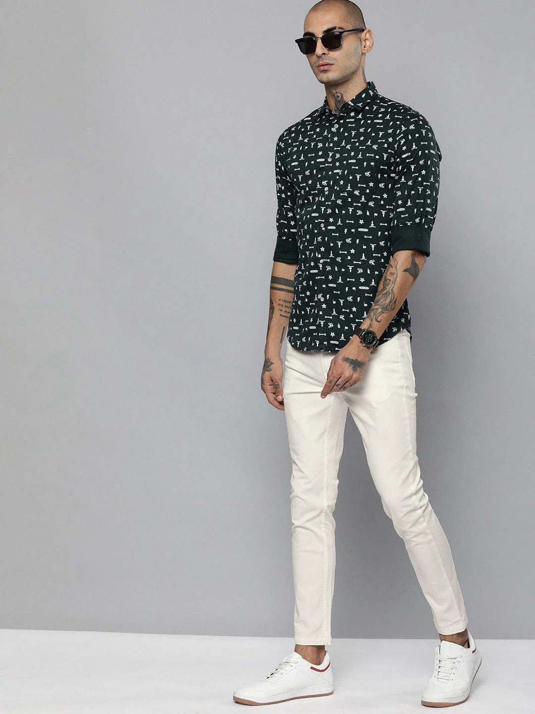 Men's White Slim Fit Solid Casual Chinos - Image 6