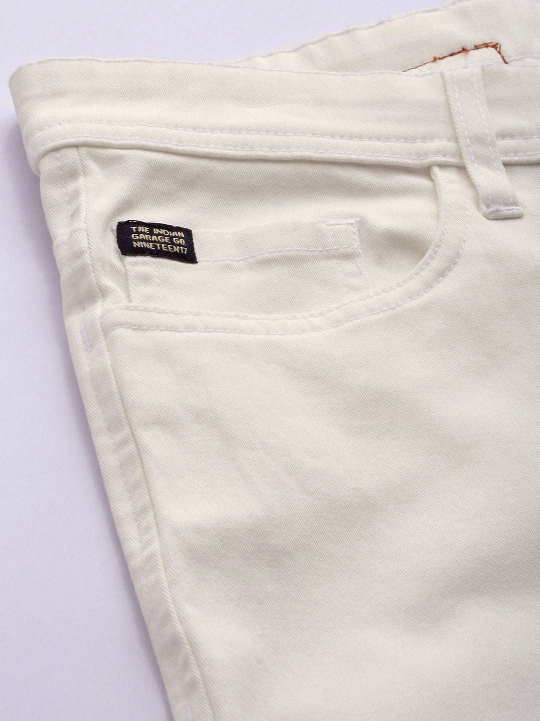 Men's White Slim Fit Solid Casual Chinos - Image 7