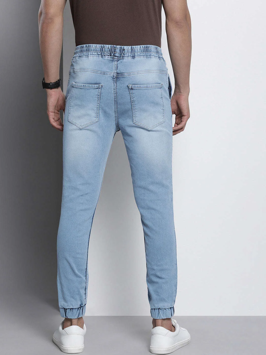 Men's Blue Slim Fit Solid Street Wear Jeans - Image 4