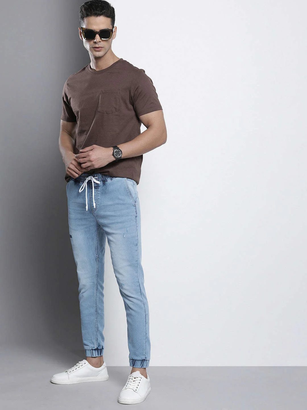 Men's Blue Slim Fit Solid Street Wear Jeans - Image 6