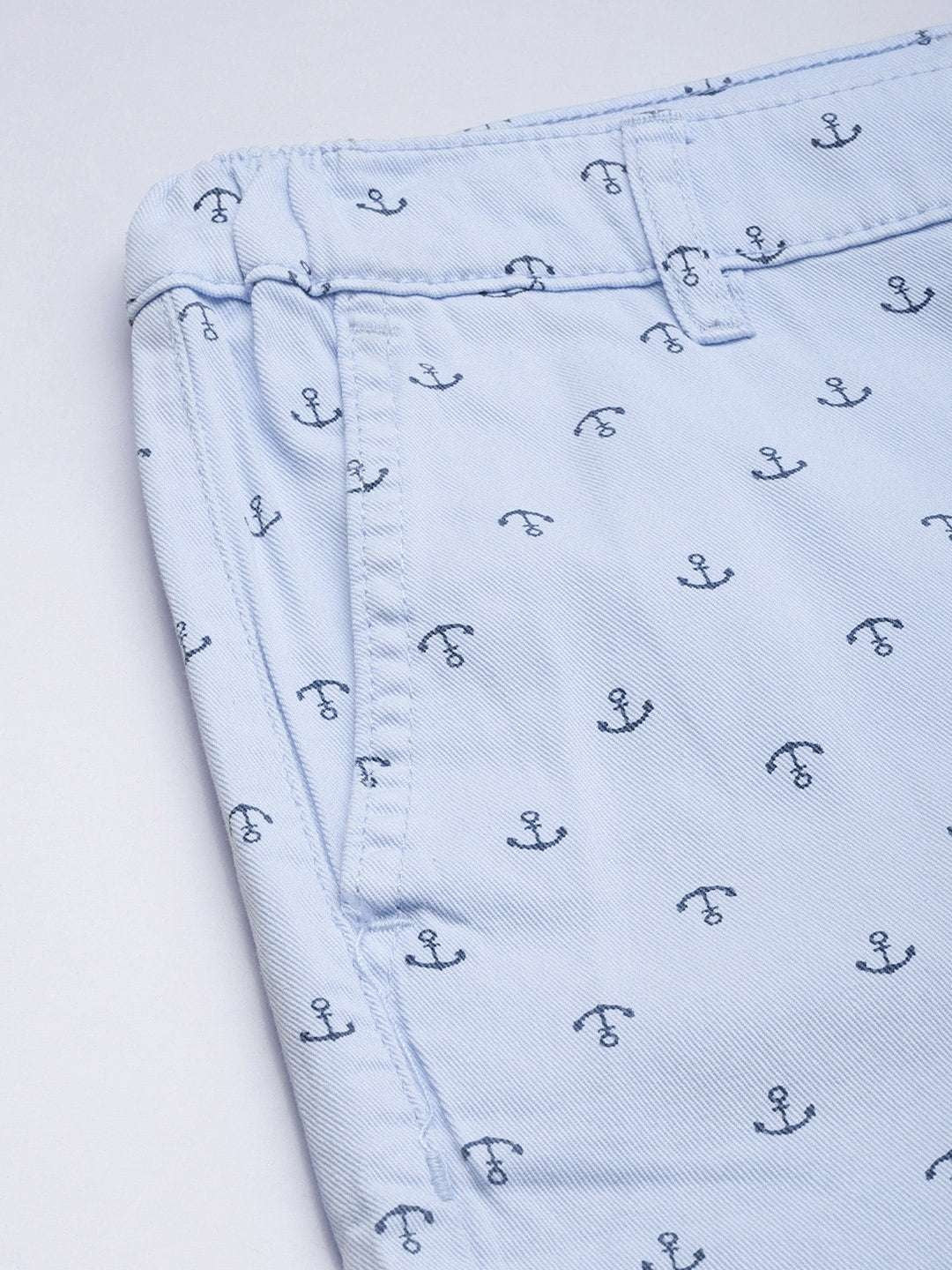 Men's Blue Slim Fit Printed Casual Shorts - Image 7