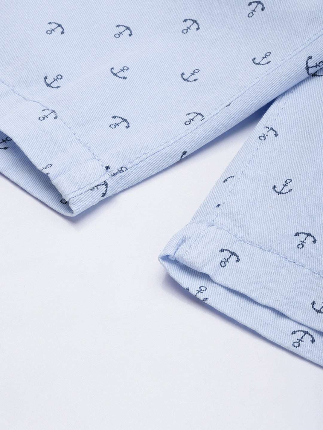 Men's Blue Slim Fit Printed Casual Shorts - Image 8