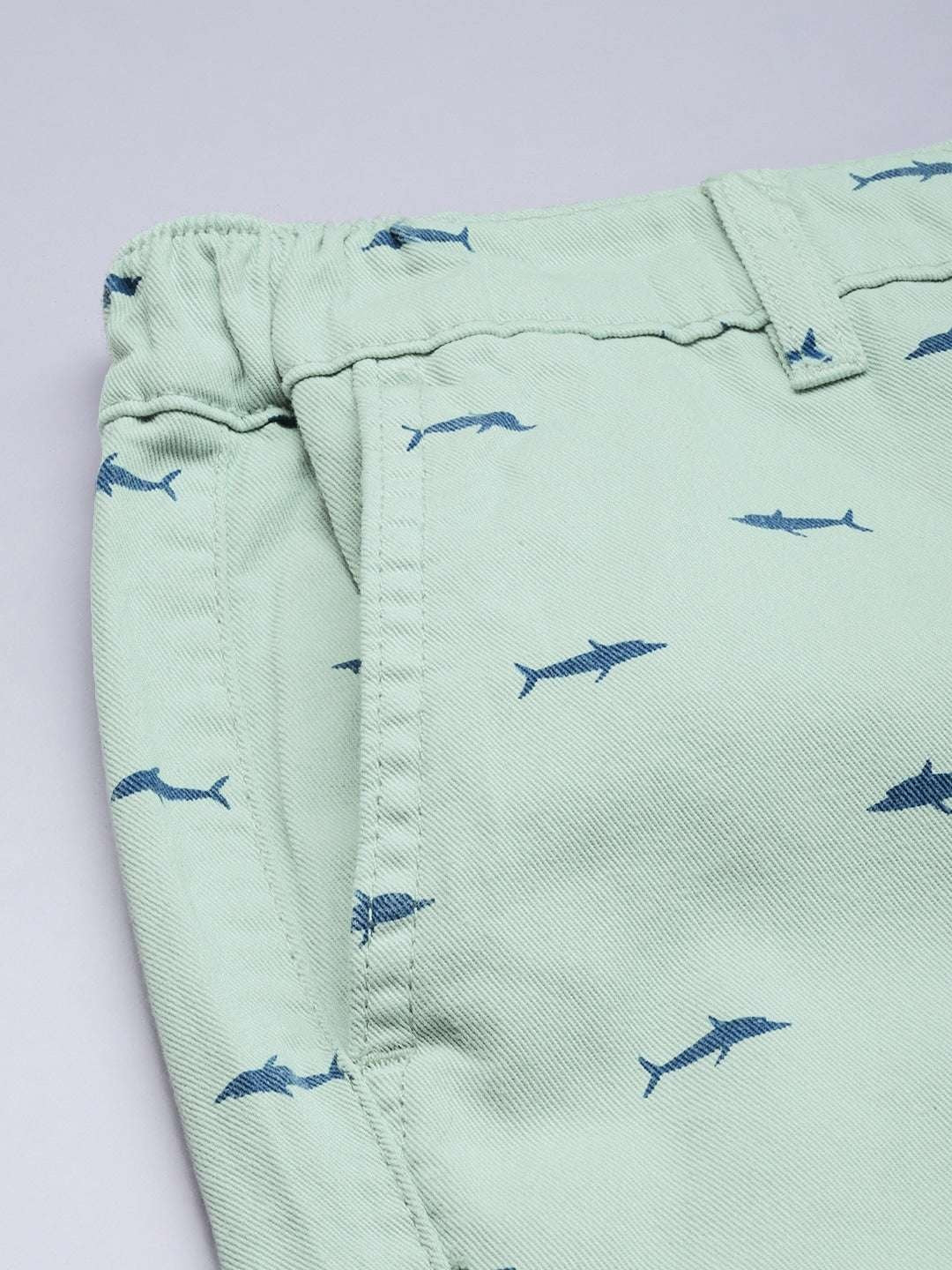 Men's Green Slim Fit Printed Casual Shorts - Image 7