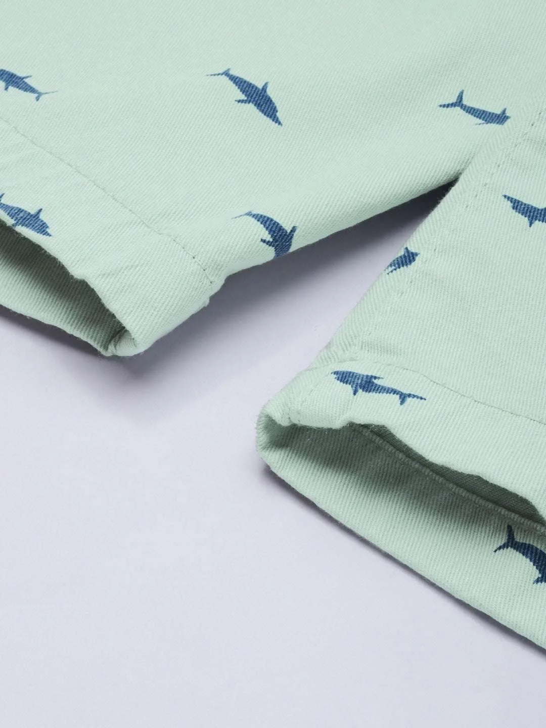Men's Green Slim Fit Printed Casual Shorts - Image 8