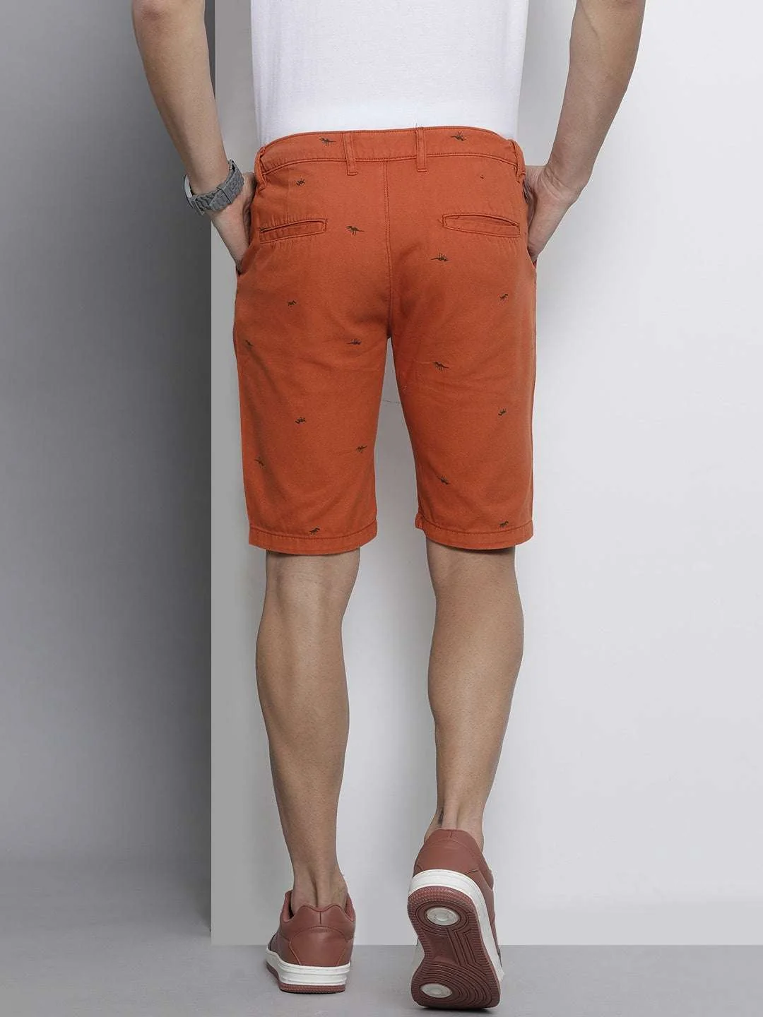 Men's Rust Slim Fit Printed Casual Shorts - Image 4