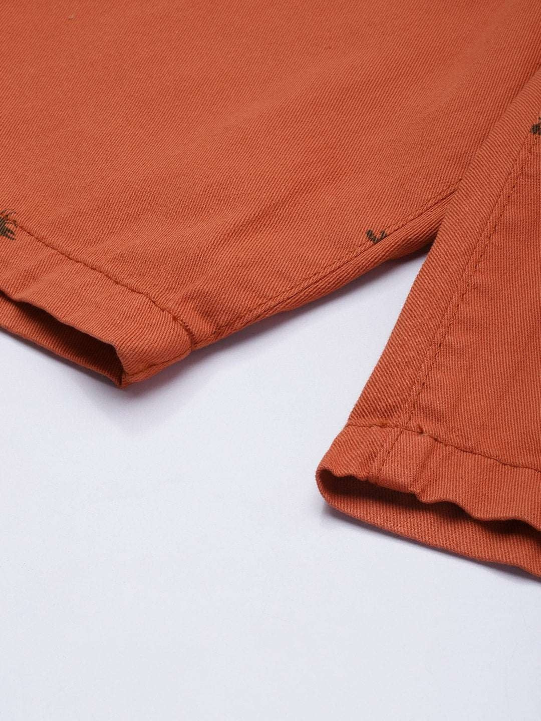 Men's Rust Slim Fit Printed Casual Shorts - Image 8