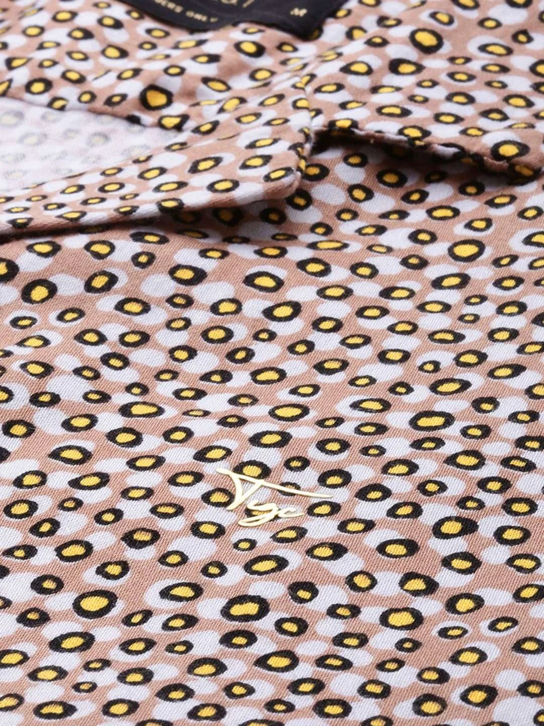 Men's Beige Slim Fit Printed Party Wear Shirt - Image 6