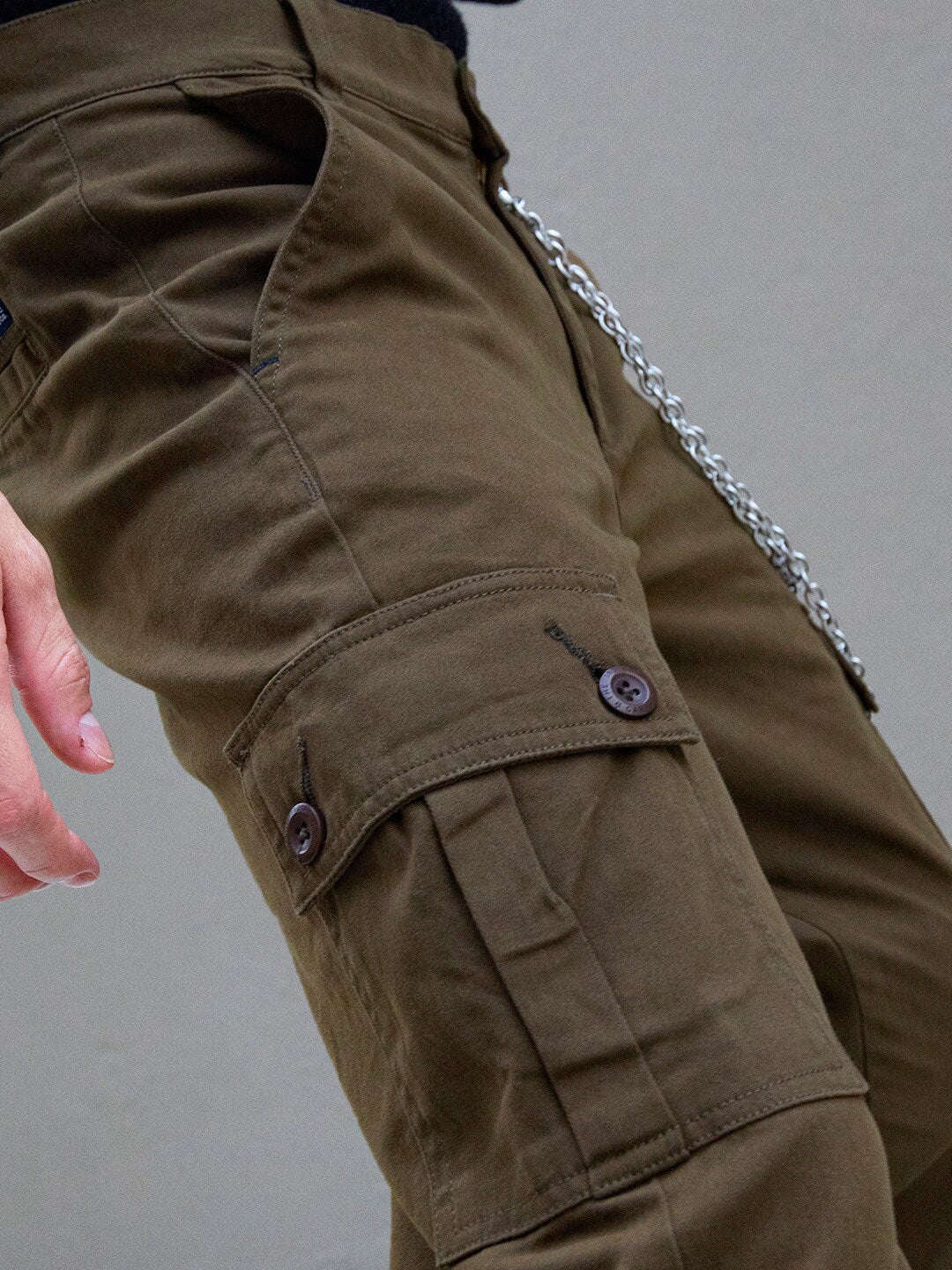 Men's Brown Slim Fit Solid Utility Cargo - Image 6
