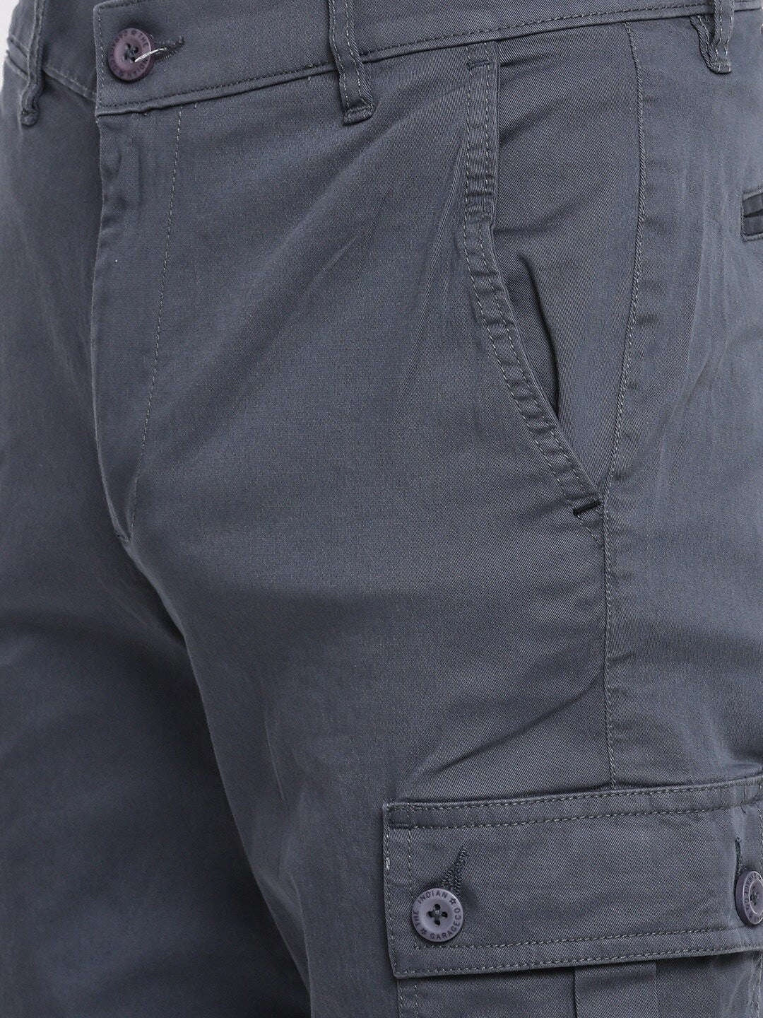 Men's Blue Slim Fit Solid Utility Cargo - Image 5