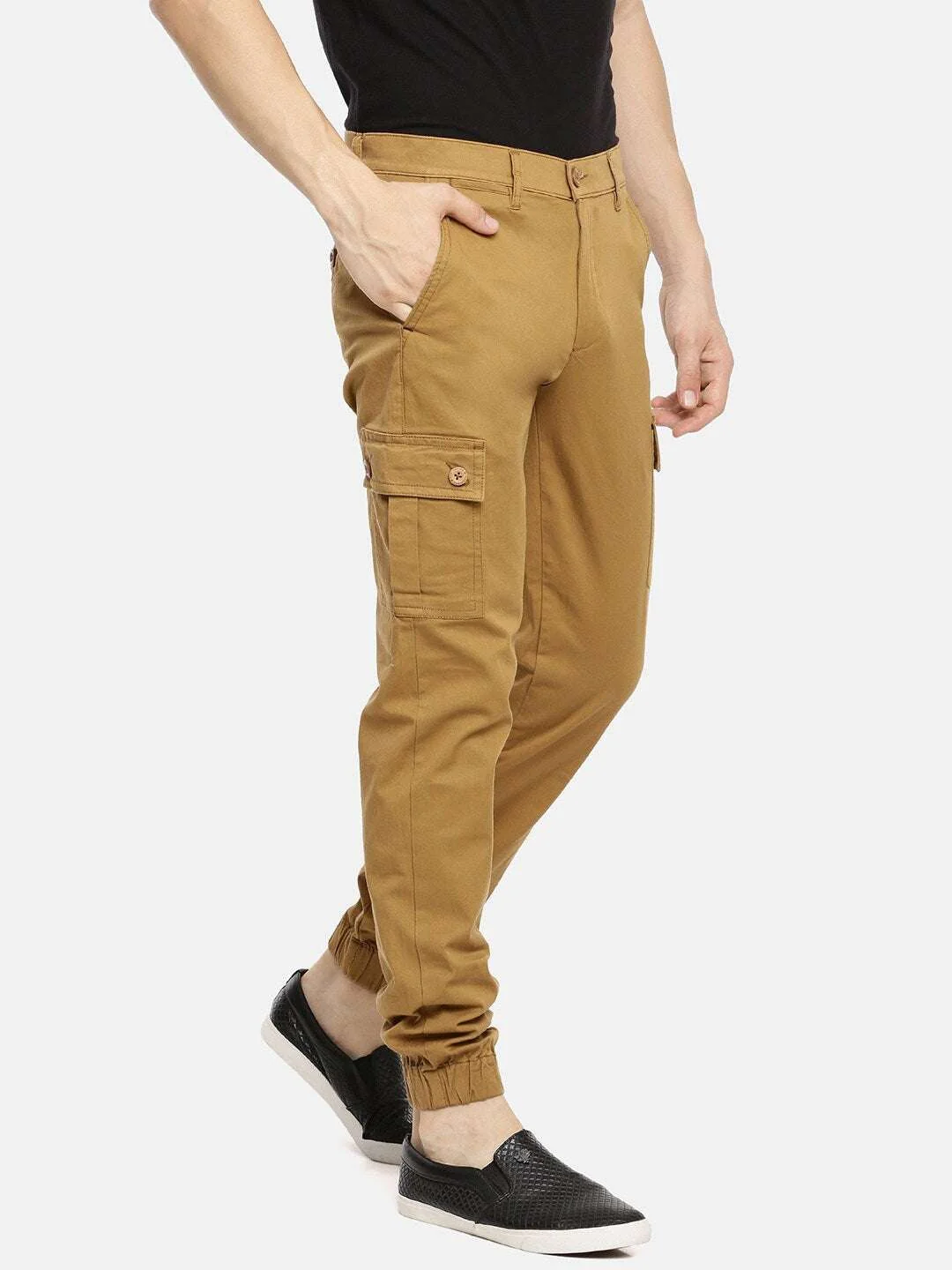 Men's Khaki Slim Fit Solid Utility Cargo - Image 2