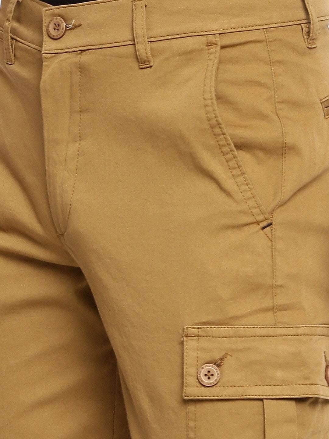 Men's Khaki Slim Fit Solid Utility Cargo - Image 4
