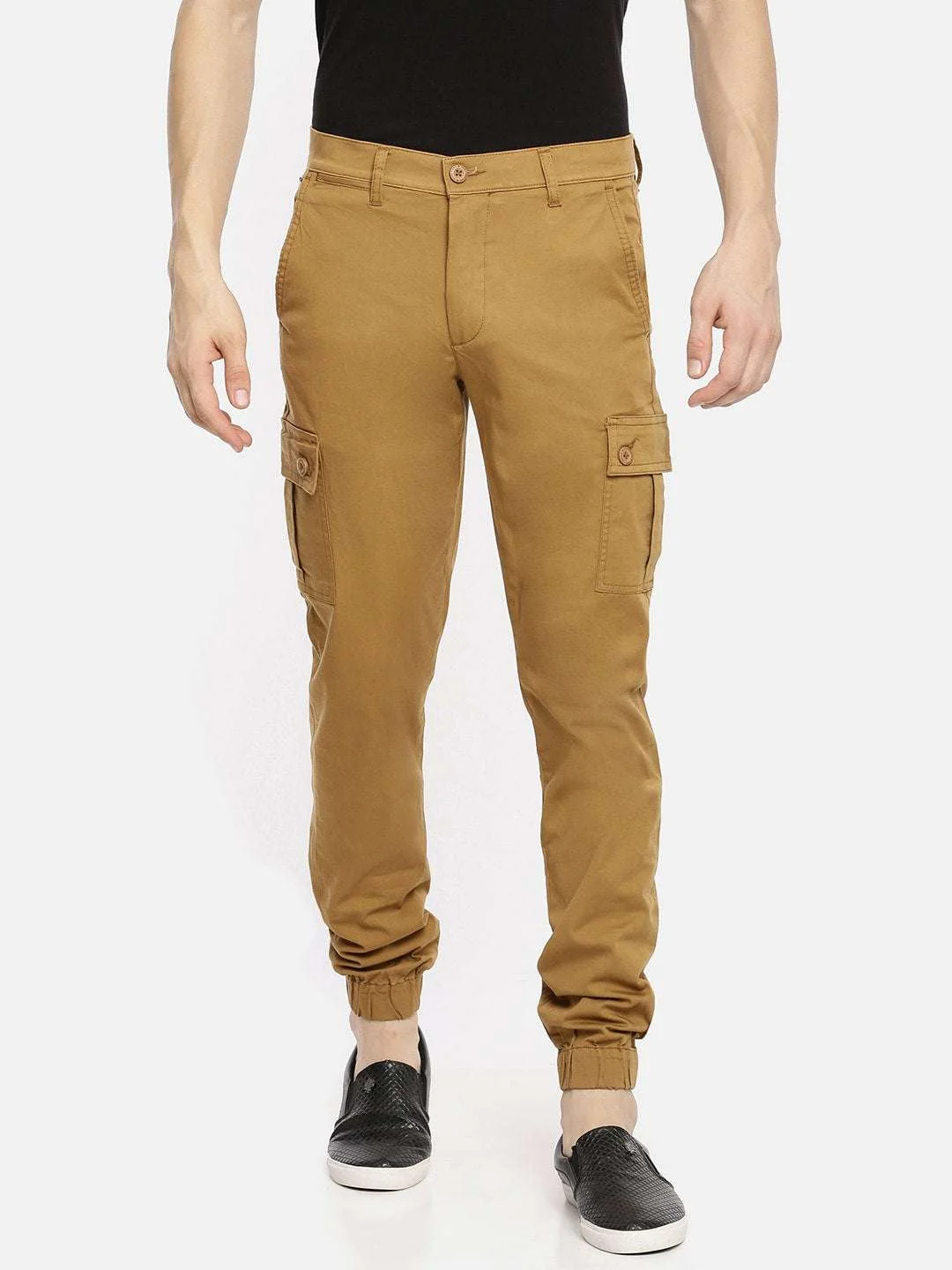 Men's Khaki Slim Fit Solid Utility Cargo - Image 6