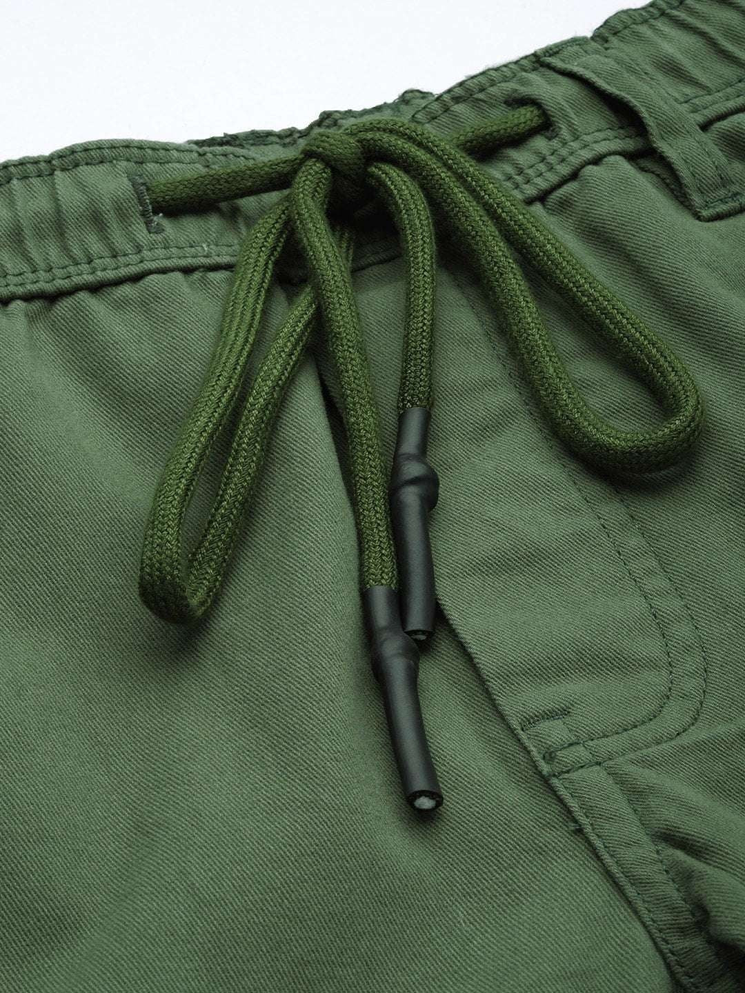 Men's Green Slim Fit Solid Casual Joggers - Image 5