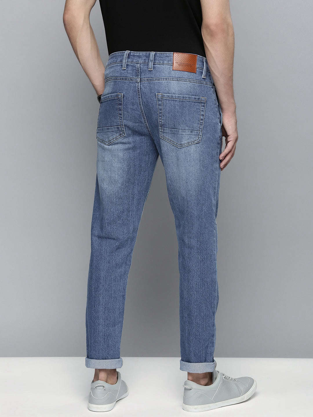 Men's Blue Slim Fit Solid Mid-Rise Stretchable Jeans - Image 3