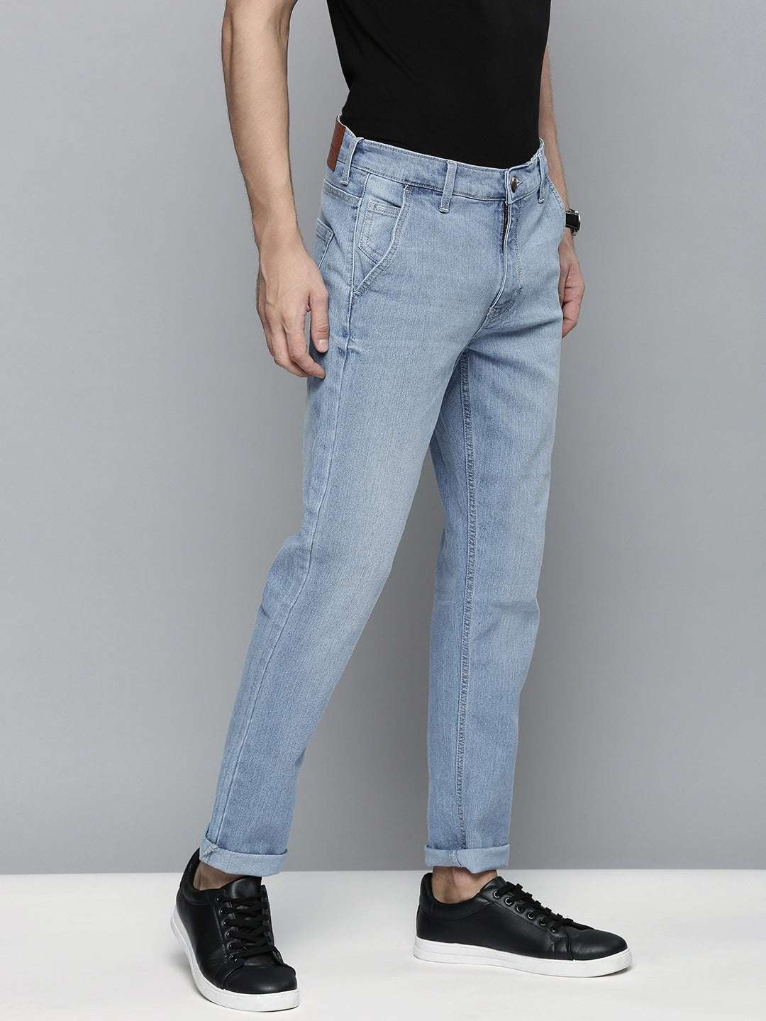 Men's Blue Slim Fit Solid Mid-Rise Stretchable Jeans - Image 2
