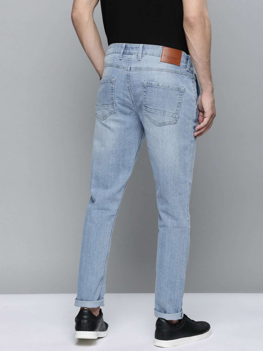 Men's Blue Slim Fit Solid Mid-Rise Stretchable Jeans - Image 3