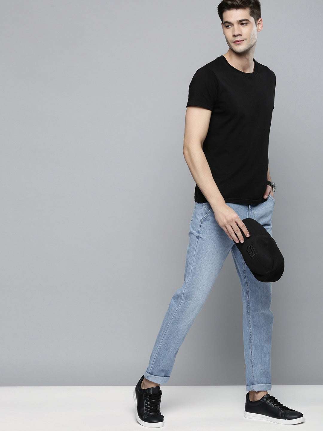 Men's Blue Slim Fit Solid Mid-Rise Stretchable Jeans - Image 5