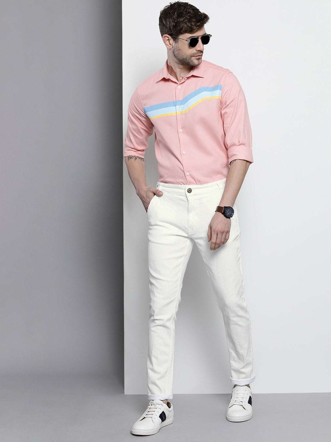 Men's White Slim Fit Solid Mid-Rise Stretchable Jeans - Image 4