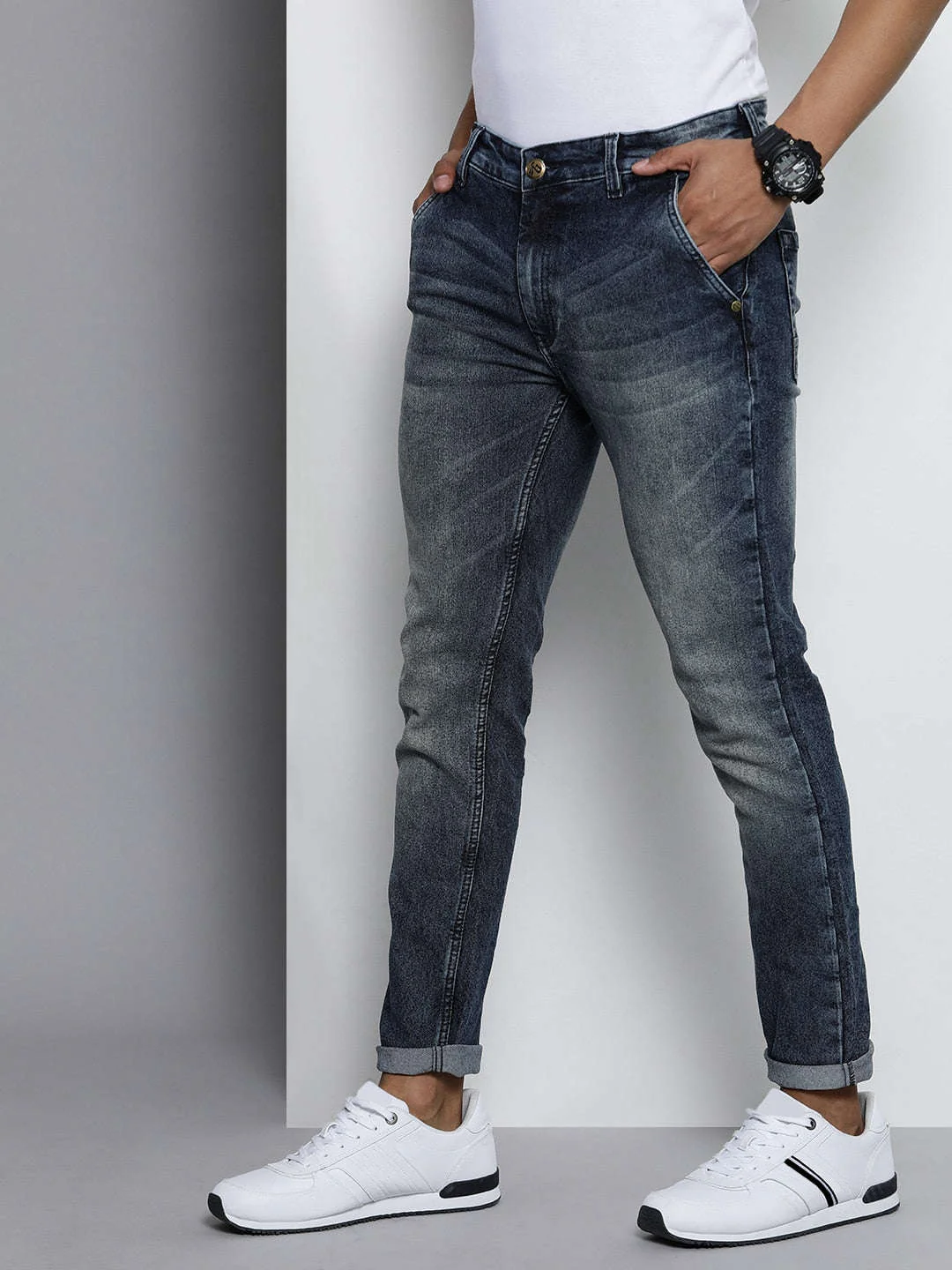 Men's Rag Blue Slim Fit Solid Casual Jeans - Image 2