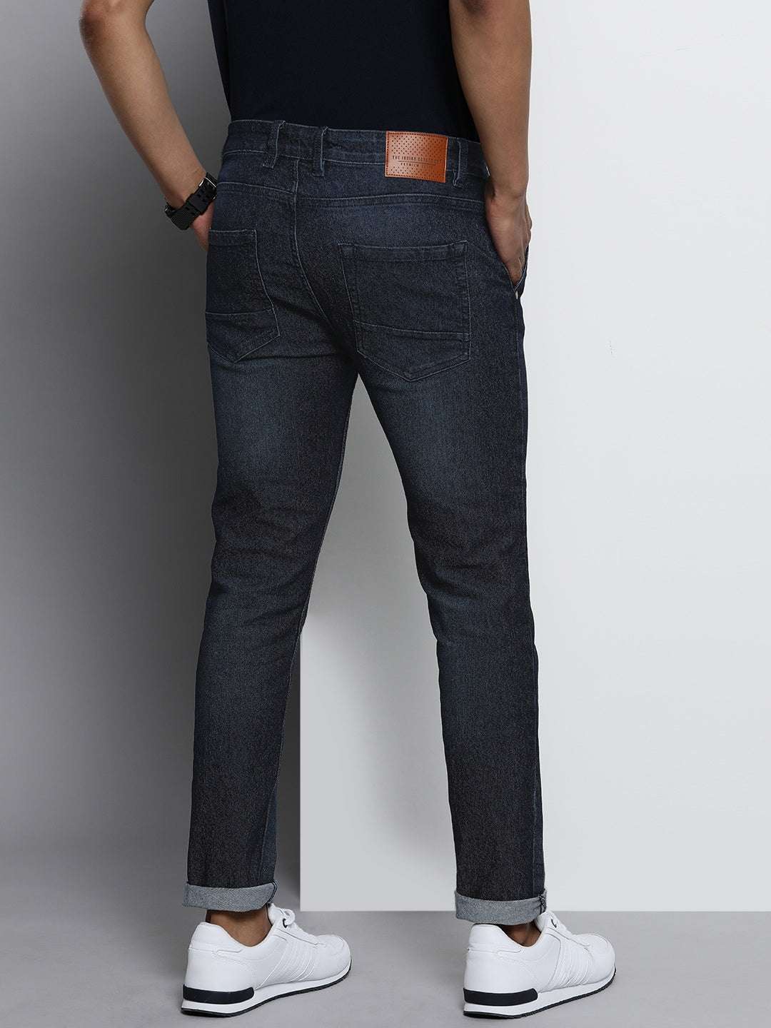 Men's Blue Slim Fit Solid Mid-Rise Stretchable Jeans - Image 3