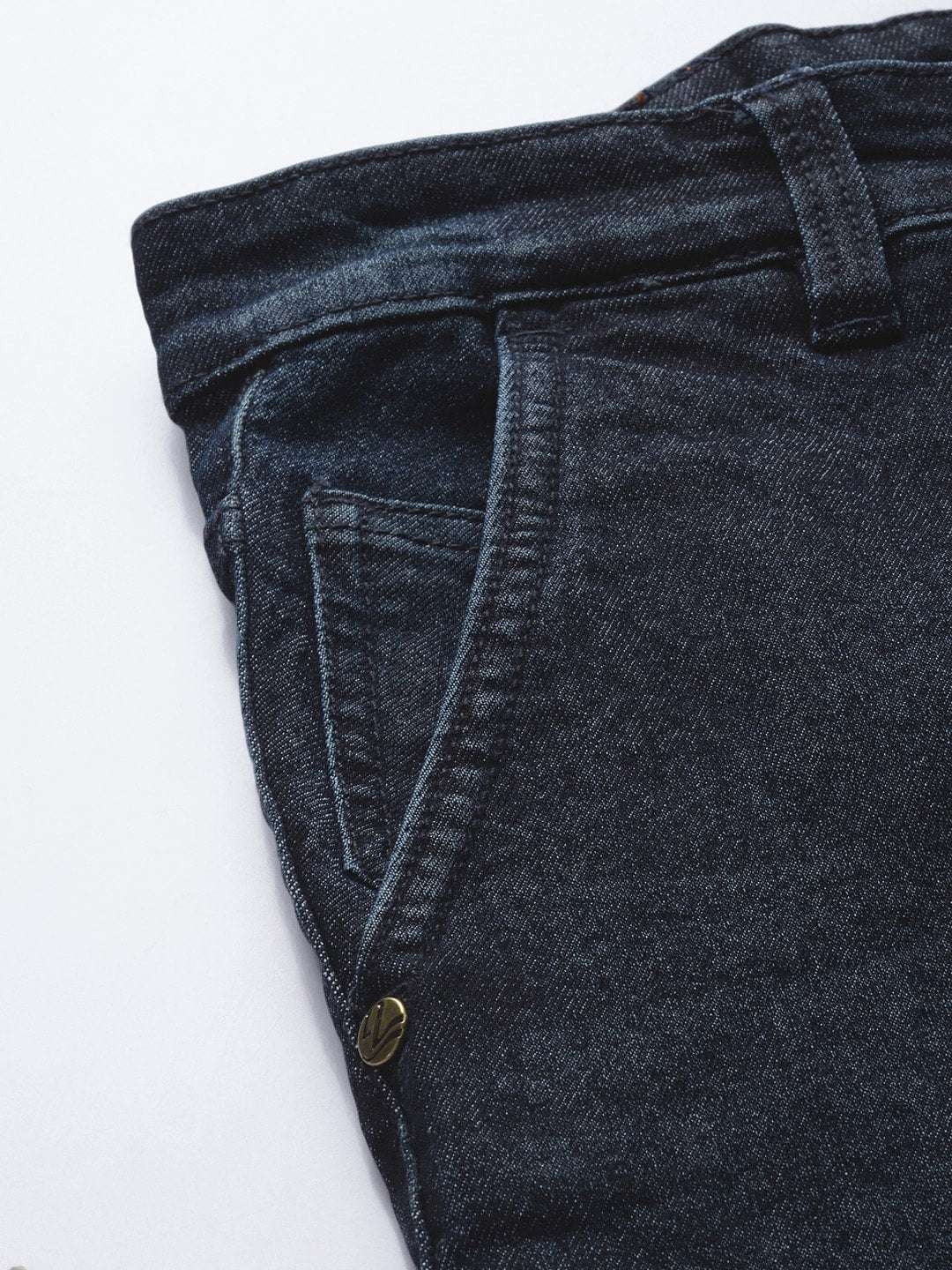 Men's Blue Slim Fit Solid Mid-Rise Stretchable Jeans - Image 6